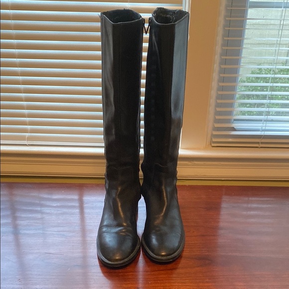 Nine West Braille - Black Knee Boots with Smooth Finish and Side Detailing - Picture 4 of 11